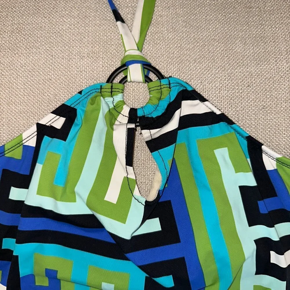 Kenneth Cole Geometric Print Key Hole Tankini Bathing Suit